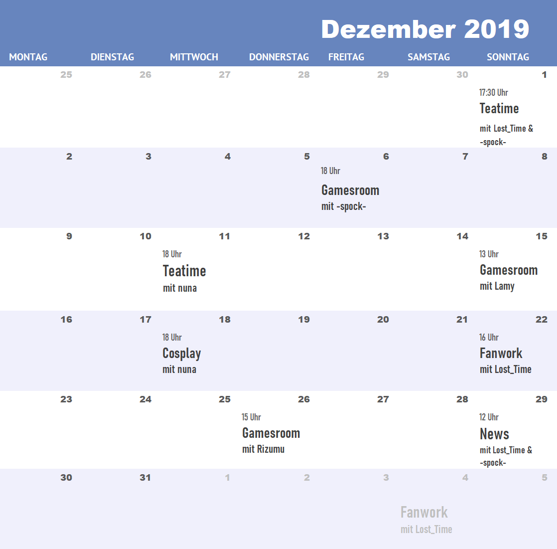Streamingkalender 2019